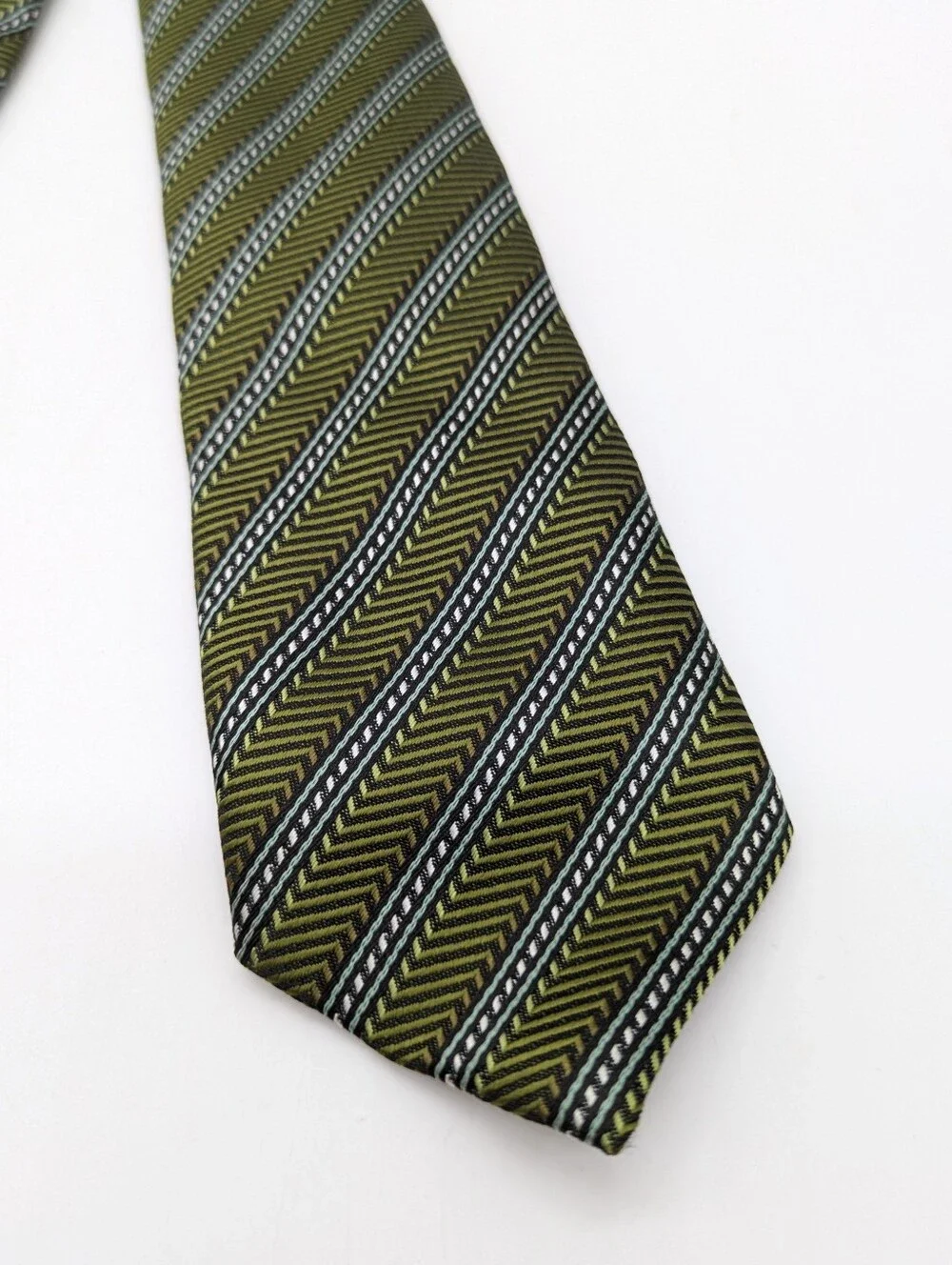 Nicols Collection Green Striped Skinny Tie Men's Neck Tie